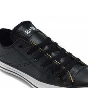 Converse John Varvatos Black Leather Unisex Low Tops (M7/W9)